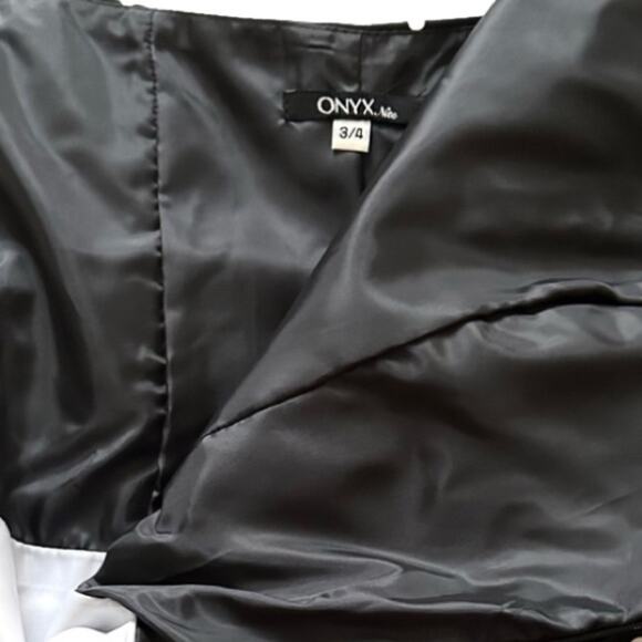 Onyx Nite Dress Black White Polka Dot Strapless Tulle Fit Flare Prom Size 3/4 - Picture 2 of 12